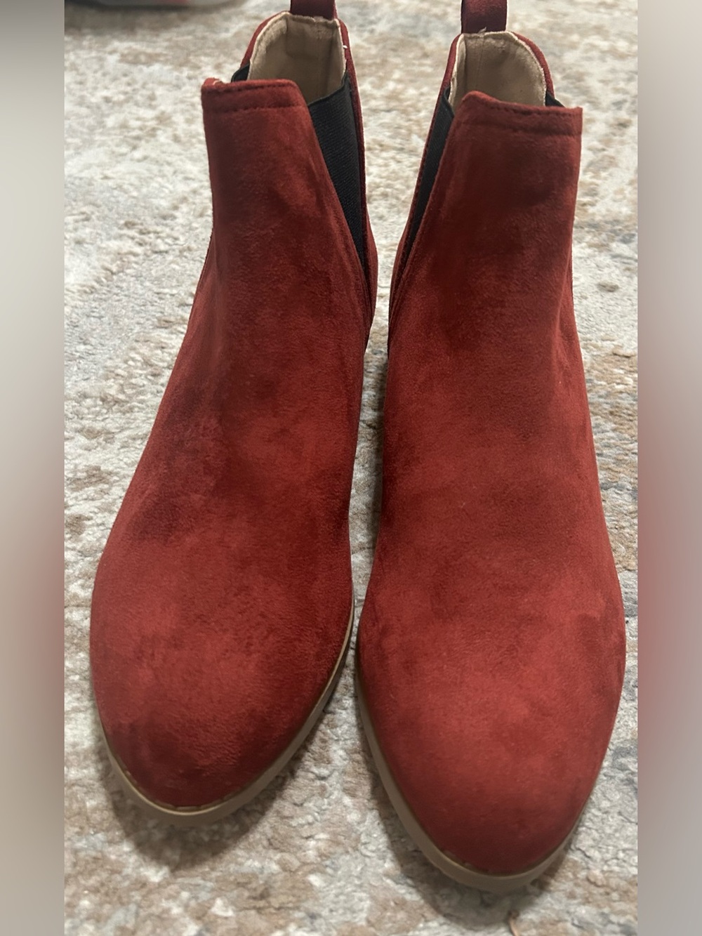 Women's Faux Suede Chelsea Booties - Burgundy